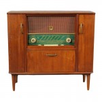 Komoda Tekowa z radiem Philips, lata 60